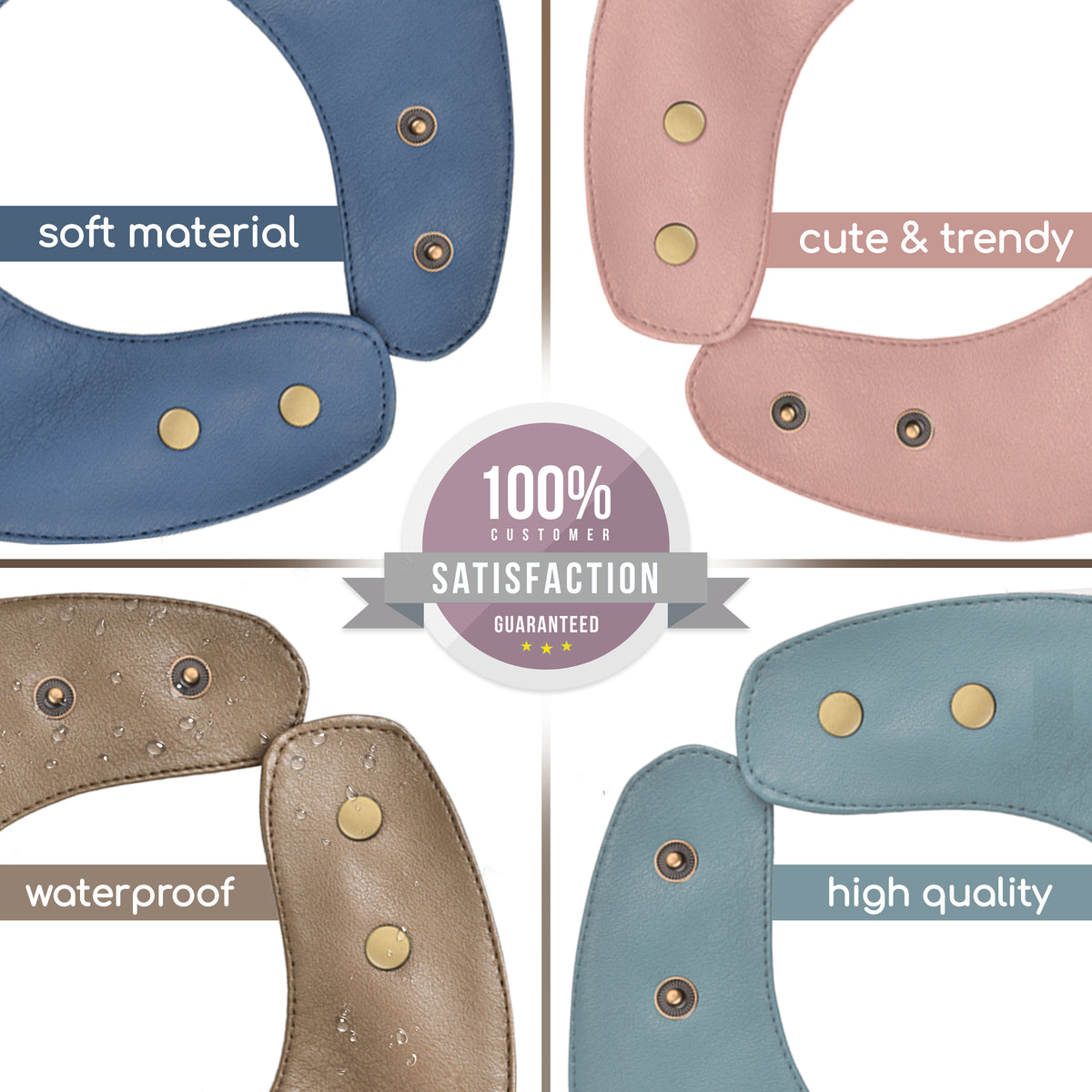 Trendsetter- Set of Soft Vegan Bleu 12-24 Months – Leather Clean Easy Bibs La La