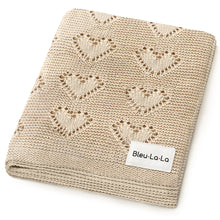 Load image into Gallery viewer, 100% Cotton Luxury Knit Heart Swaddle Baby Blanket