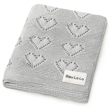 Load image into Gallery viewer, 100% Cotton Luxury Knit Heart Swaddle Baby Blanket