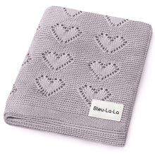 Load image into Gallery viewer, 100% Cotton Luxury Knit Heart Swaddle Baby Blanket