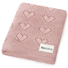 Load image into Gallery viewer, 100% Cotton Luxury Knit Heart Swaddle Baby Blanket
