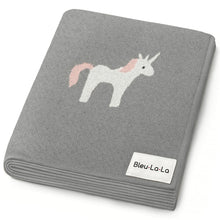 Load image into Gallery viewer, Knit Unicorn Blanket