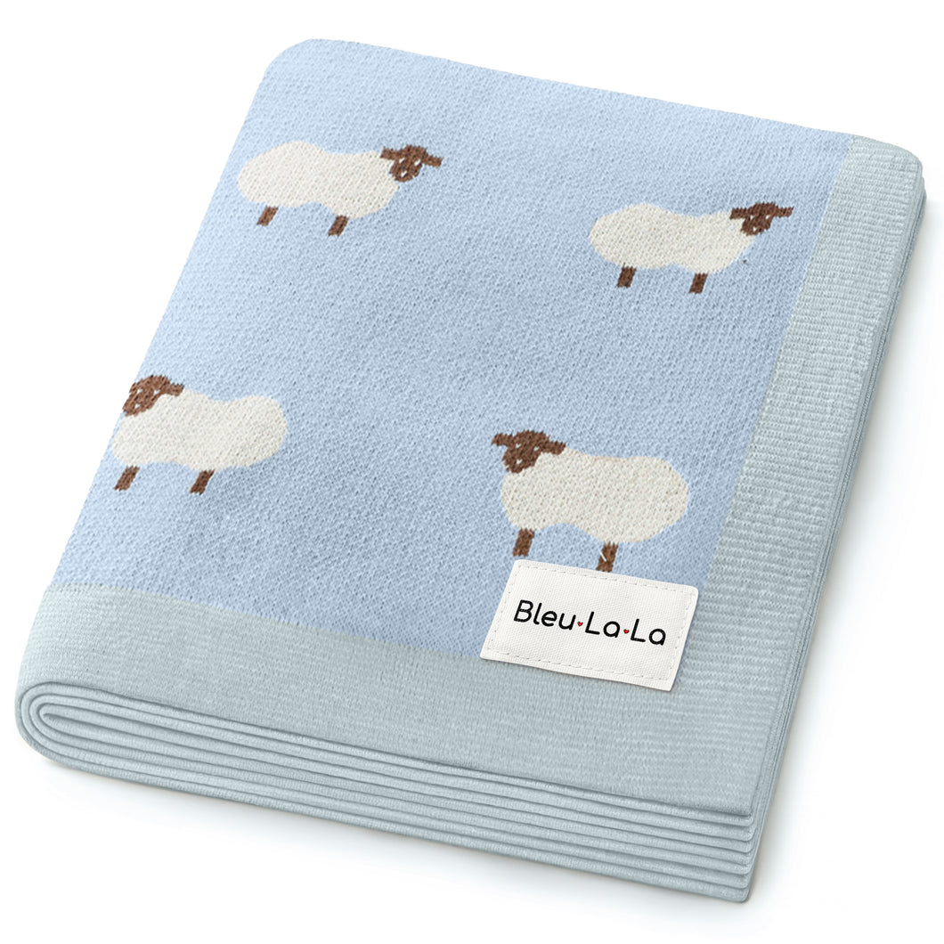 Sheep Knit Receiving Baby Blanket
