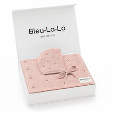 Load image into Gallery viewer, Organic Pointelle Swaddle Blanket + Hat Gift Set