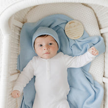 Load image into Gallery viewer, Luxe Collection 100% Organic Cotton Luxury Knit Baby Blanket + Hat Set with Gift Box