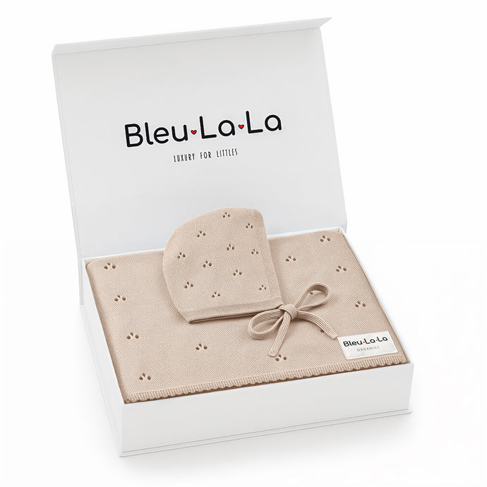 Organic Pointelle Swaddle Blanket + Hat Gift Set