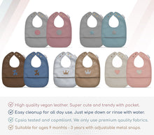Load image into Gallery viewer, Trendsetter- Set of Soft Vegan Leather Easy Clean Bibs 12-24 Months