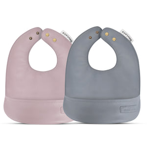 Classic - Set of Soft Vegan Leather Easy Clean Bibs 0-12 Months