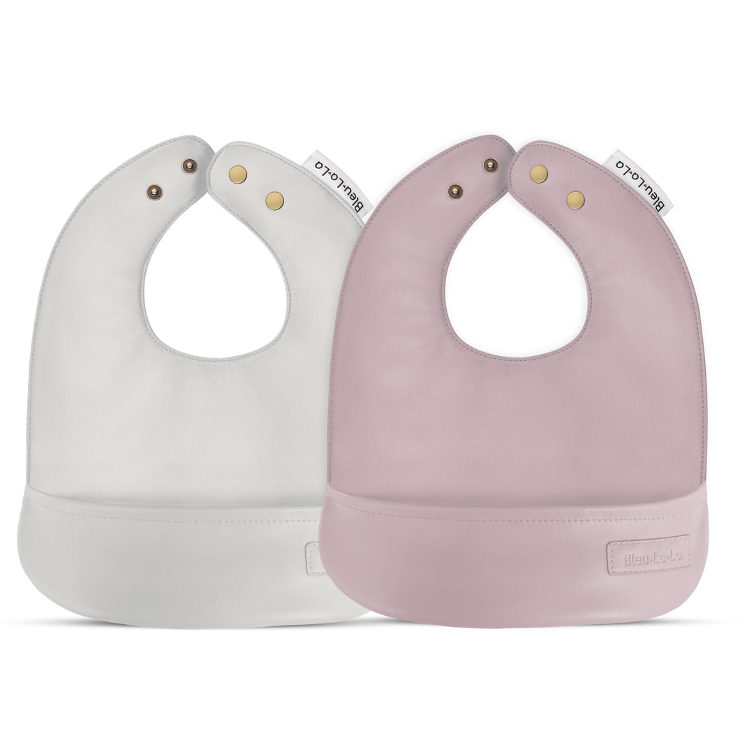 Classic - Set of Soft Vegan Leather Easy Clean Bibs 0-12 Months