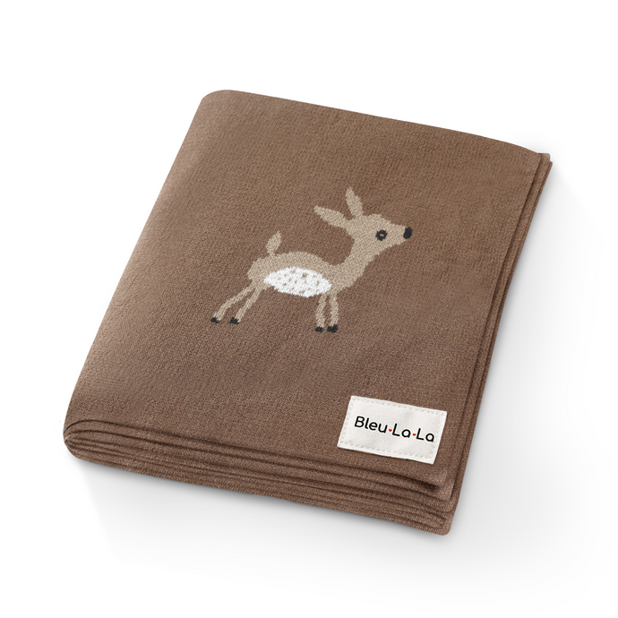 Luxury Cotton Deer Knit Swaddle Baby Blanket