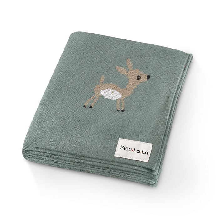 Luxury Cotton Deer Knit Swaddle Baby Blanket