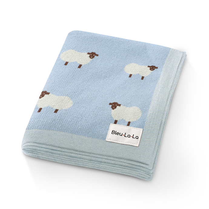 Sheep Knit Receiving Baby Blanket